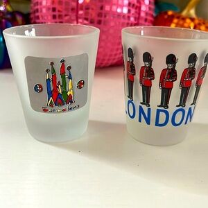 Barcelona and London Shot Glasses Collected on trips